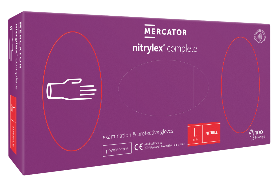 Mercator Medical Nitrilové rukavice Mercator Complete, nepudr., 100ks Velikost: L