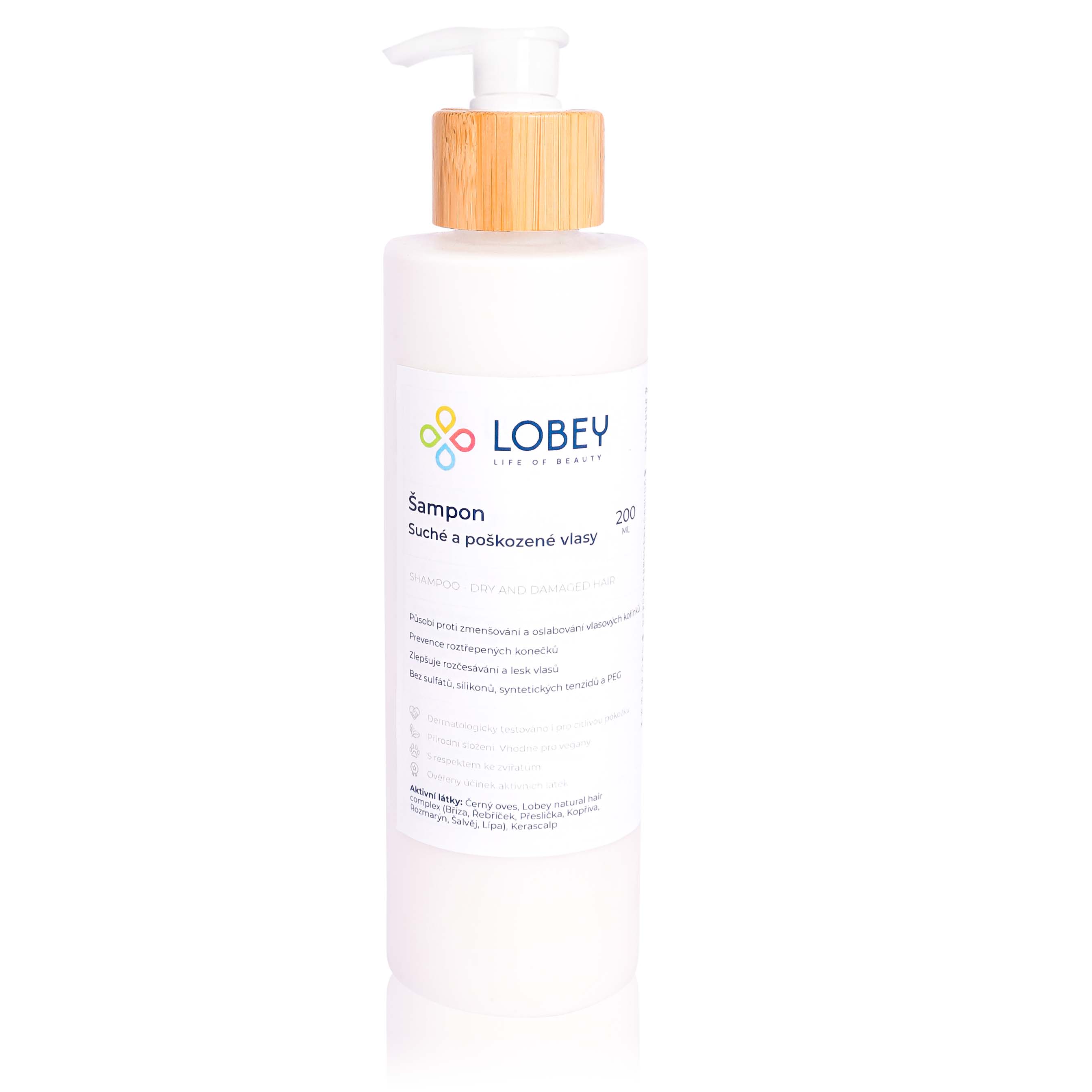 LOBEY Šampon na suché a poškozené vlasy 200 ml