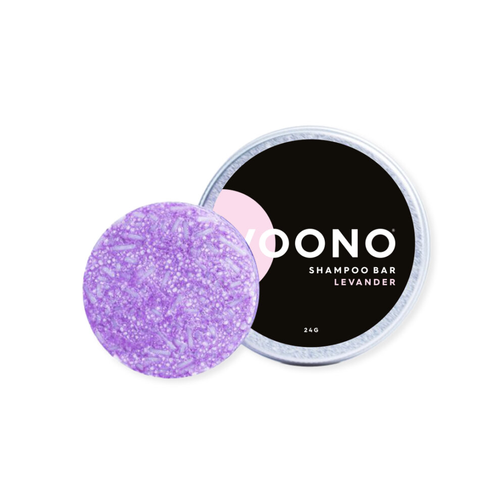 VOONO Cestovní mini levandulový šampuk pro hebké a lesklé vlasy, 24g