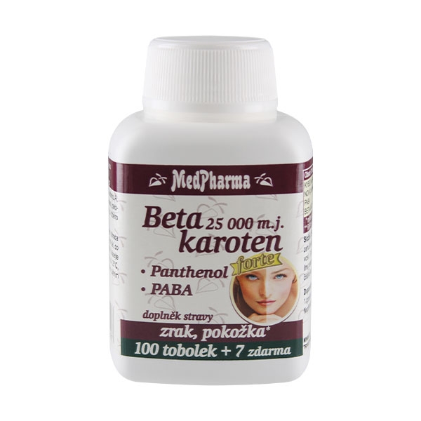 MedPharma Beta karoten 25 000 m.j. + Panthenol + PABA 107 kapslí