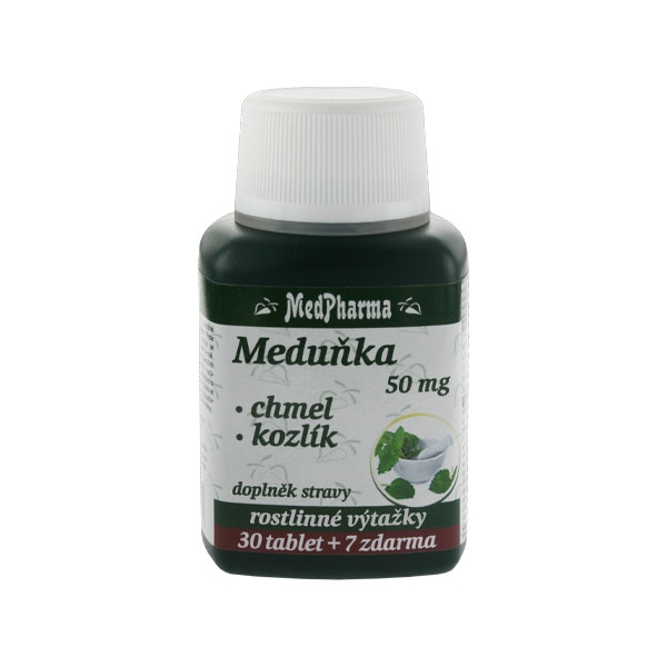 MedPharma Meduňka 50 mg + chmel + kozlík, 37 tablet
