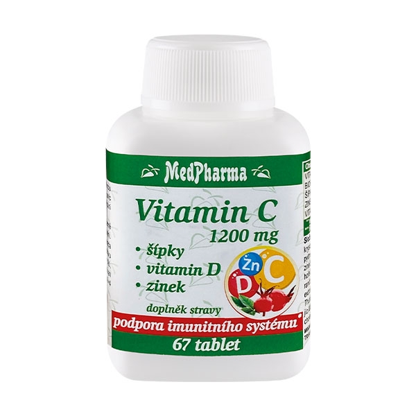 MedPharma Vitamin C 1200 mg – šípky, vitamin D, zinek, 67 tablet