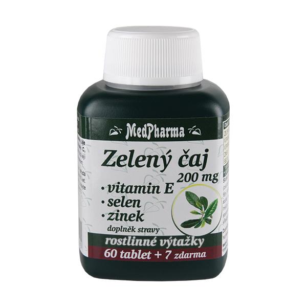 MedPharma Zelený čaj 200 mg + vitamín E + selen + zinek 67 tablet
