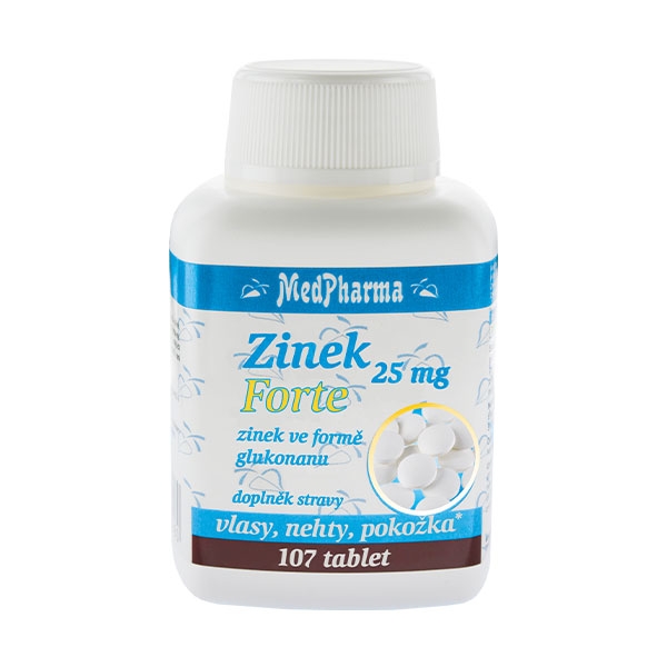 MedPharma Zinek 25 mg Forte ve formě glukonanu 107 tablet