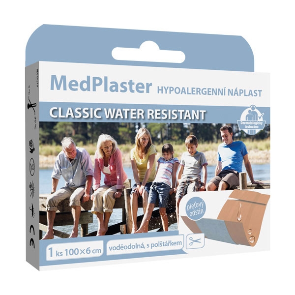 MedPharma Náplast CLASSIC WATER RESISTANT, voděodolná s polštářkem, 1 ks 100x6 cm
