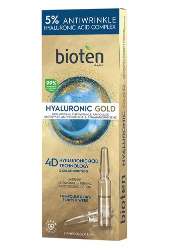 BIOTEN Hyaluronic GOLD Koncentrované vyplňující ampulky, 7 denní kůra 7x 1,3 ml