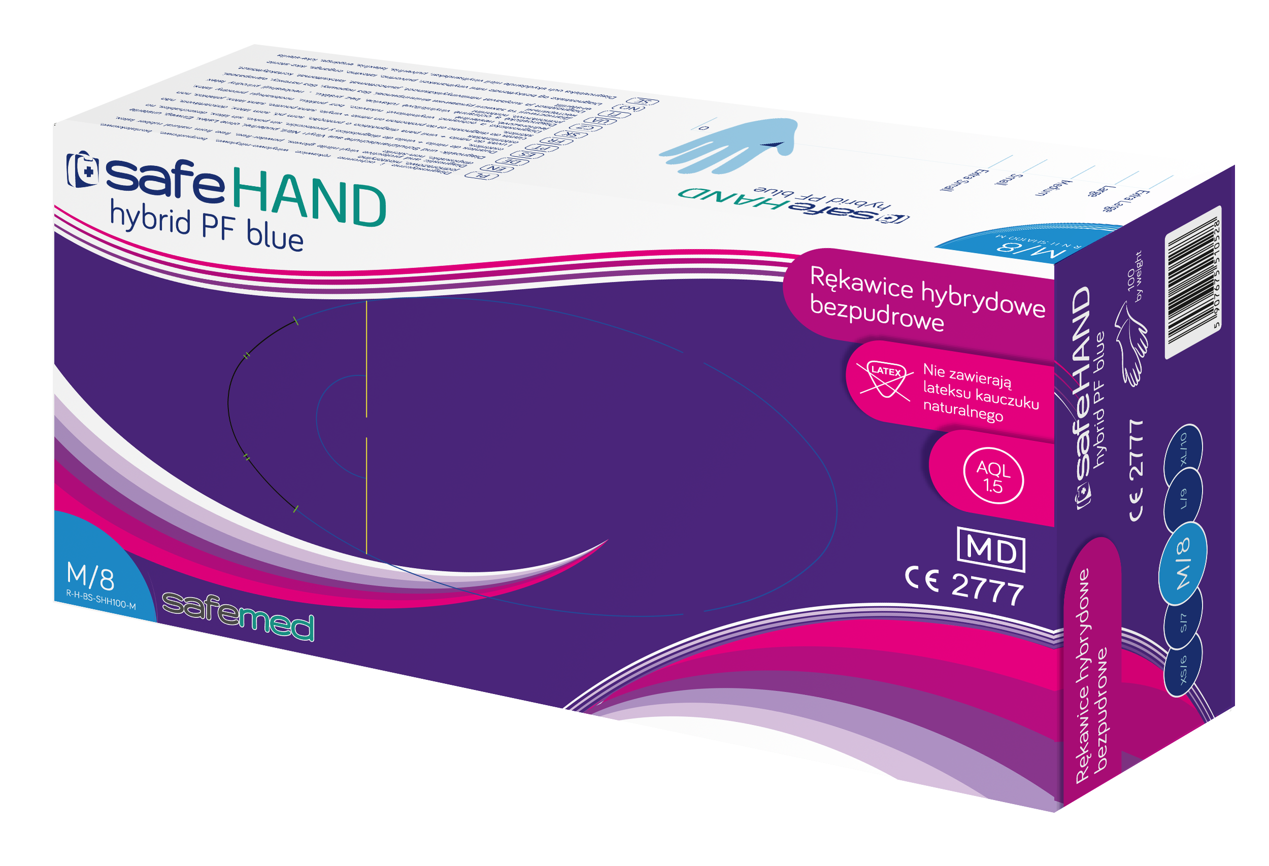 SafeMed Nitrilové ochranné rukavice safeHAND hybrid, velikost XS, S, M, L, XL, 100 ks Velikost: XL