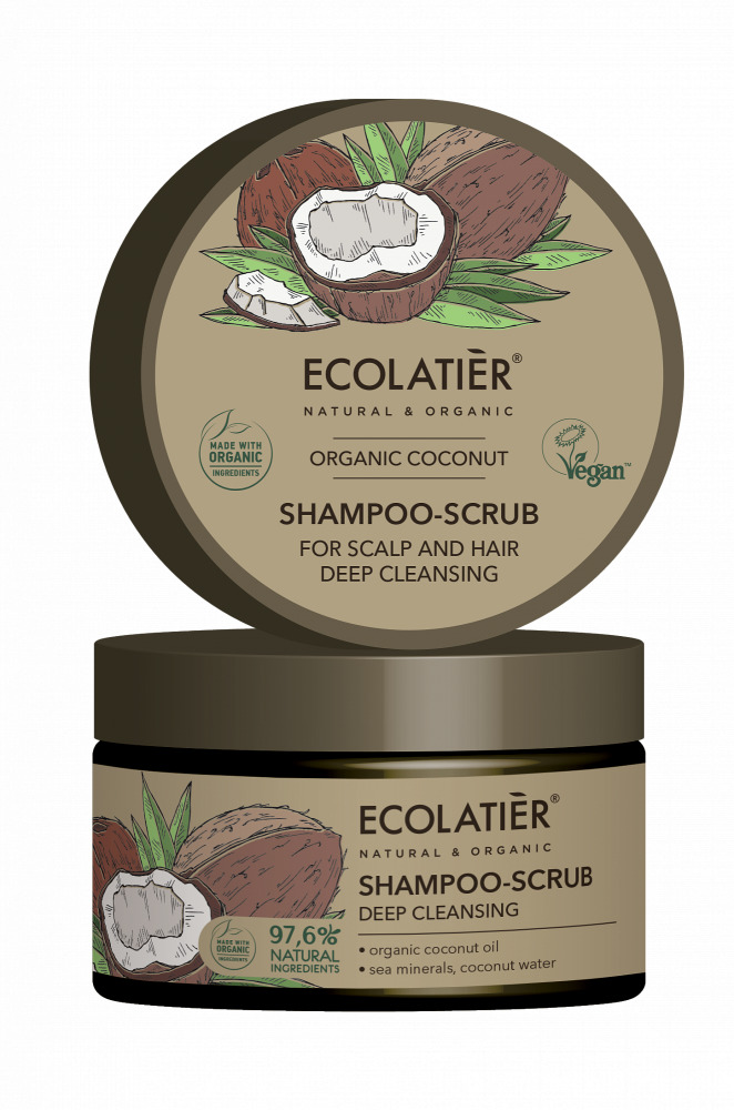 ECOLATIER - Šamponový peeling na vlasy a pokožku hlavy, hloubková obnova, KOKOS, 300 g