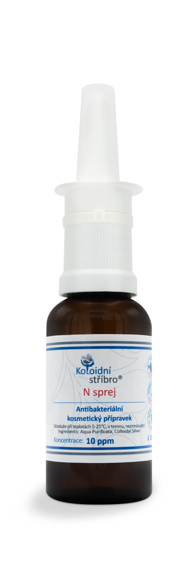 Koloidní stříbro s.r.o. Koloidní stříbro N sprej s aplikátorem, 30 ml Koncentrace stříbro: 5 ppm