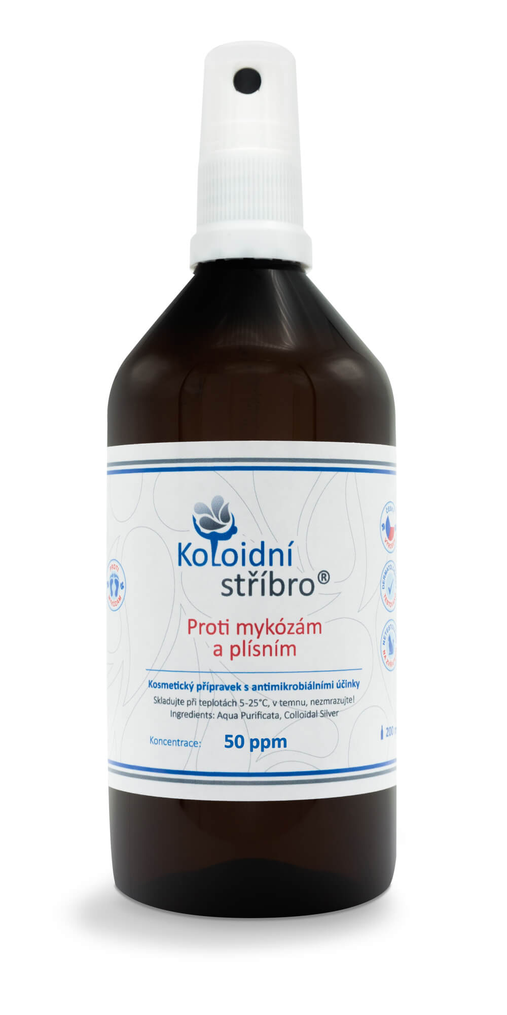 Koloidní stříbro s.r.o. Koloidní stříbro sprej, 200 ml Koncentrace stříbro: 50 ppm
