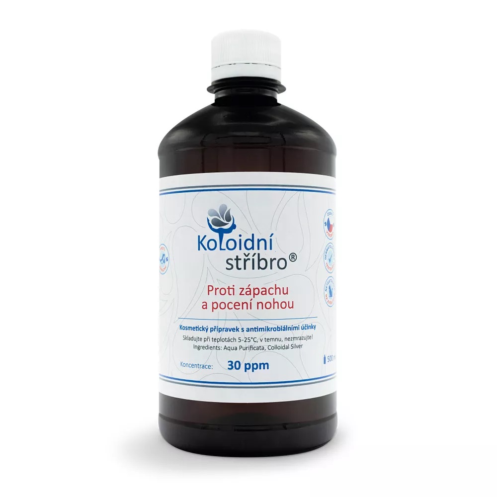 Koloidní stříbro s.r.o. Koloidní stříbro Proti zápachu a pocení nohou, 30ppm Objem: 500ml PLAST