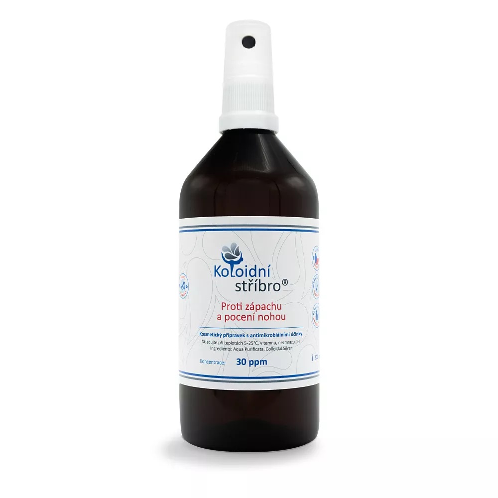 Koloidní stříbro s.r.o. Koloidní stříbro Proti zápachu a pocení nohou, 30ppm Objem: 200 ml