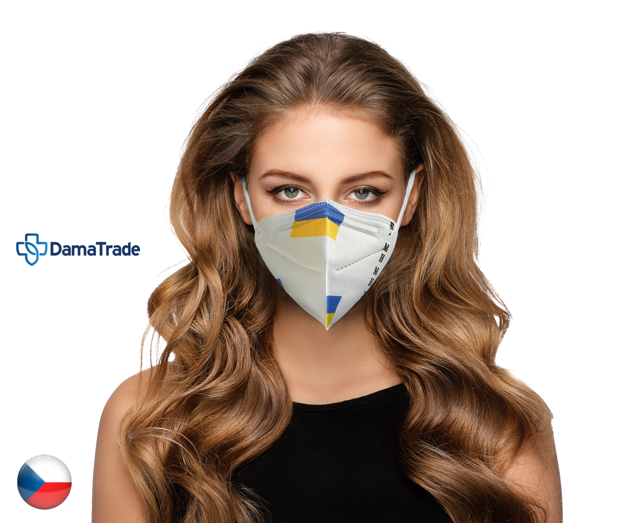 DAMA TRADE s.r.o. 10x Český respirátor FFP2 - Ukrajina "Jsme s Vámi" (Nákupem přispíváte na sbírku na Ukrajinu)