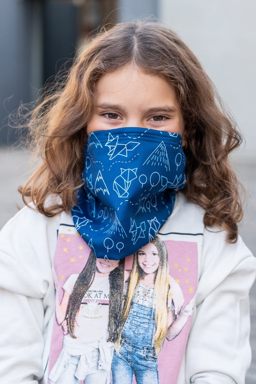 Dětský antivirový šátek nanoSPACE - lišky Barva: Modrá