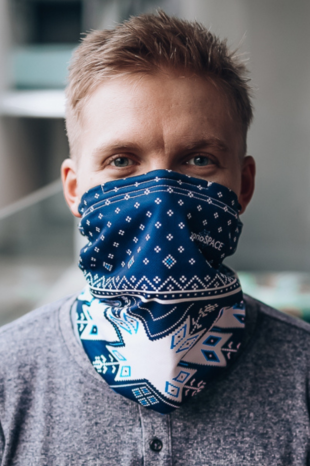 Antivirový šátek nanoSPACE - modrý zimní