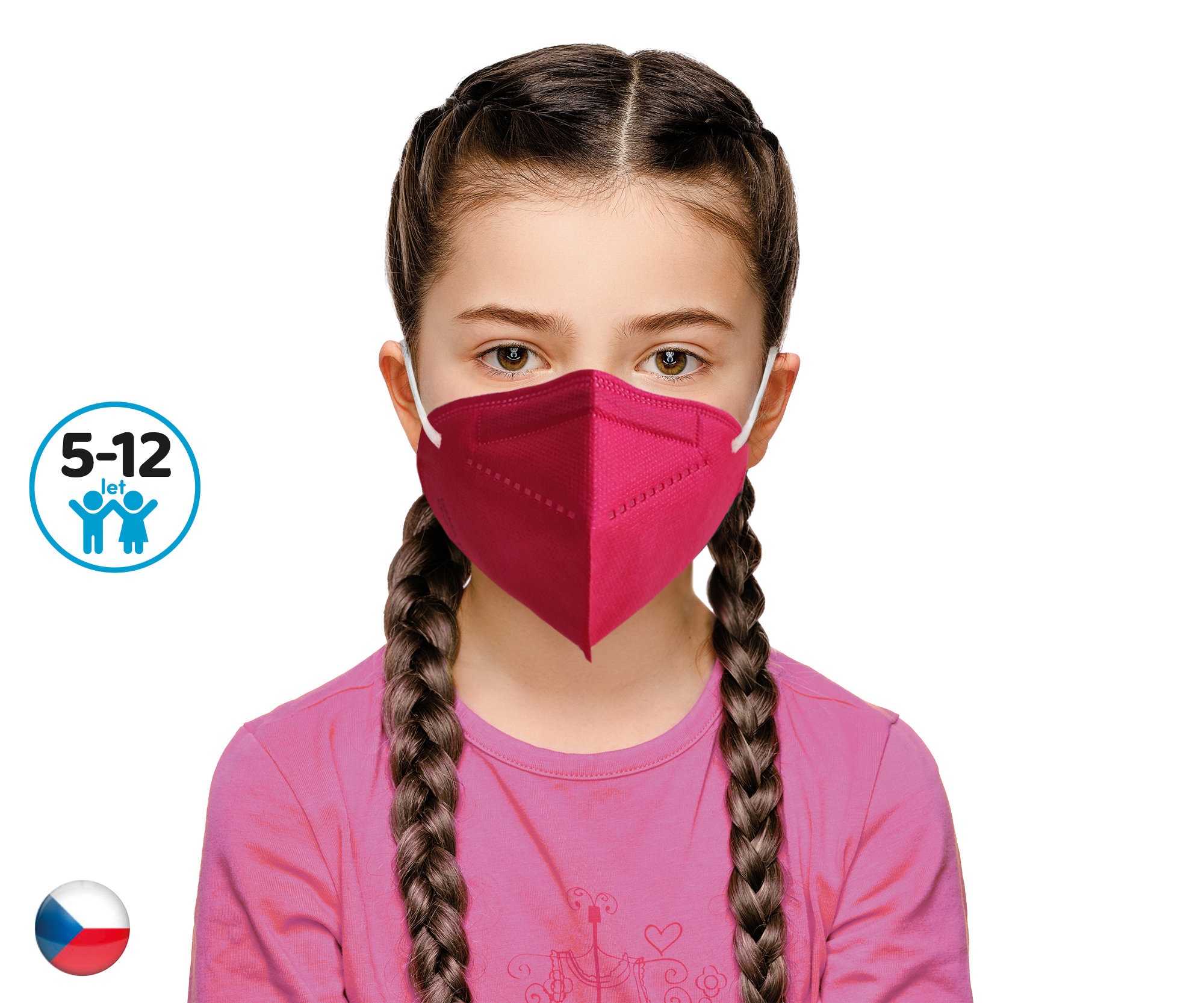DAMA TRADE s.r.o. 10x Český respirátor FFP2 vhodný pro děti - červený