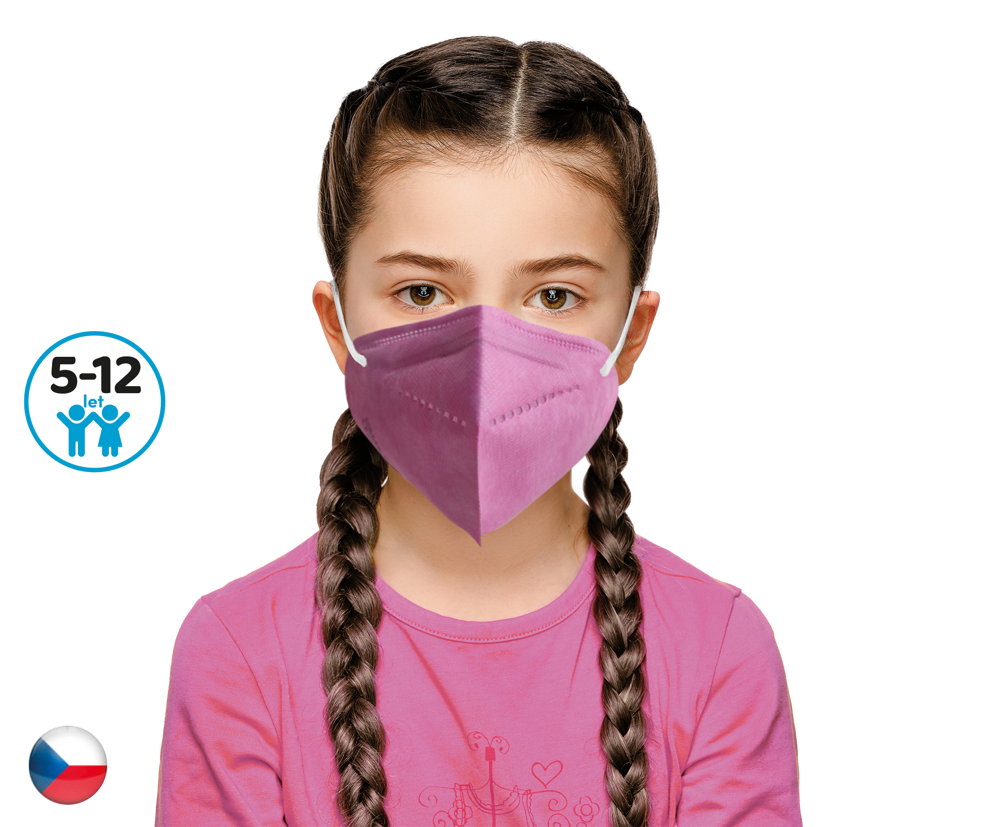 DAMA TRADE s.r.o. 10x Český respirátor FFP2 vhodný pro děti - světle růžový