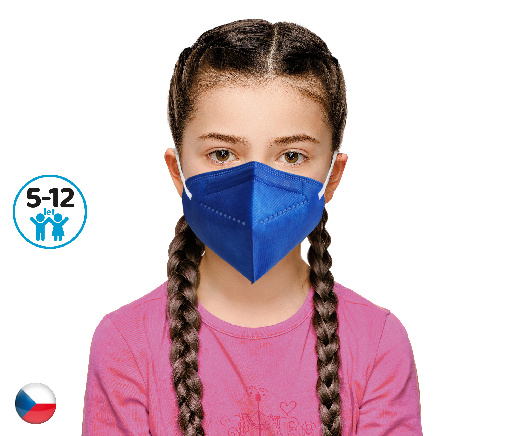DAMA TRADE s.r.o. 10x Český respirátor FFP2 vhodný pro děti - tmavě modrý