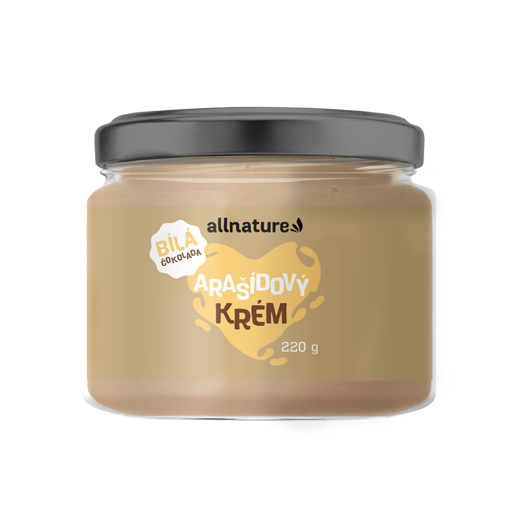 Allnature Arašídový krém s bílou čokoládou, 220 g