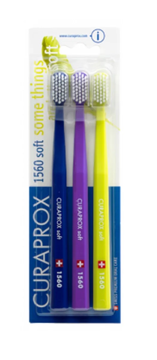 Curaprox CS1560 Zubní kartáček soft, 3 ks Barva: Modrá, žlutá, fialová