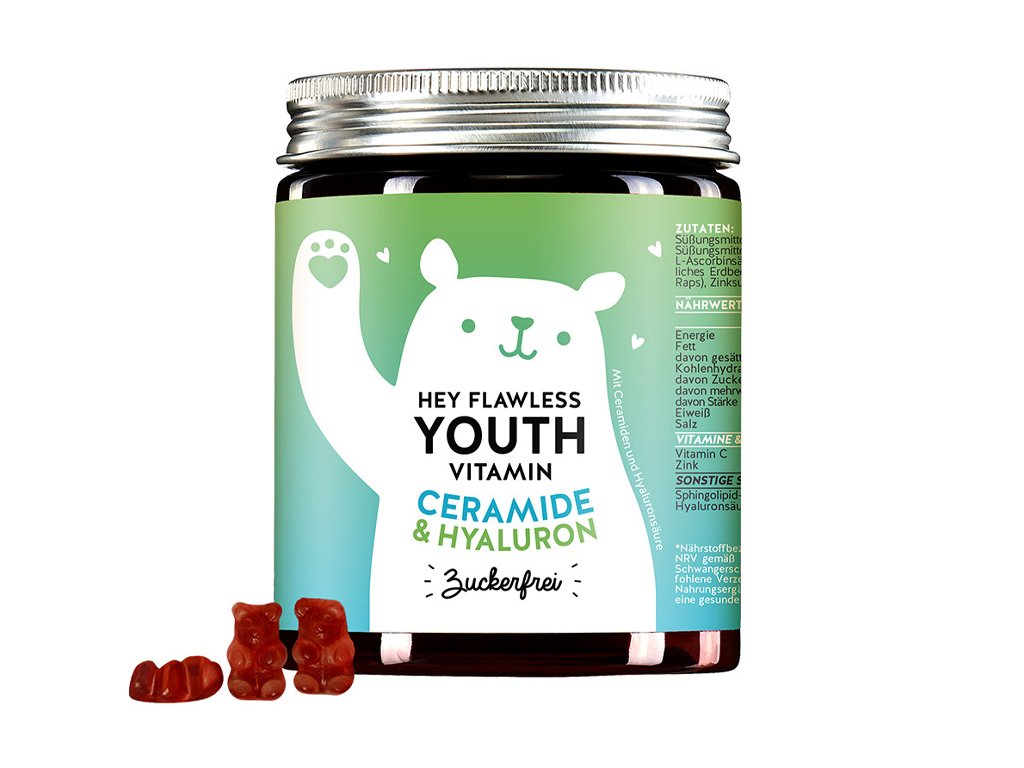 Bears with Benefits Hey Flawless Youth anti-age Vitamíny pro pleť s ceramidy - bez cukru, 60 ks