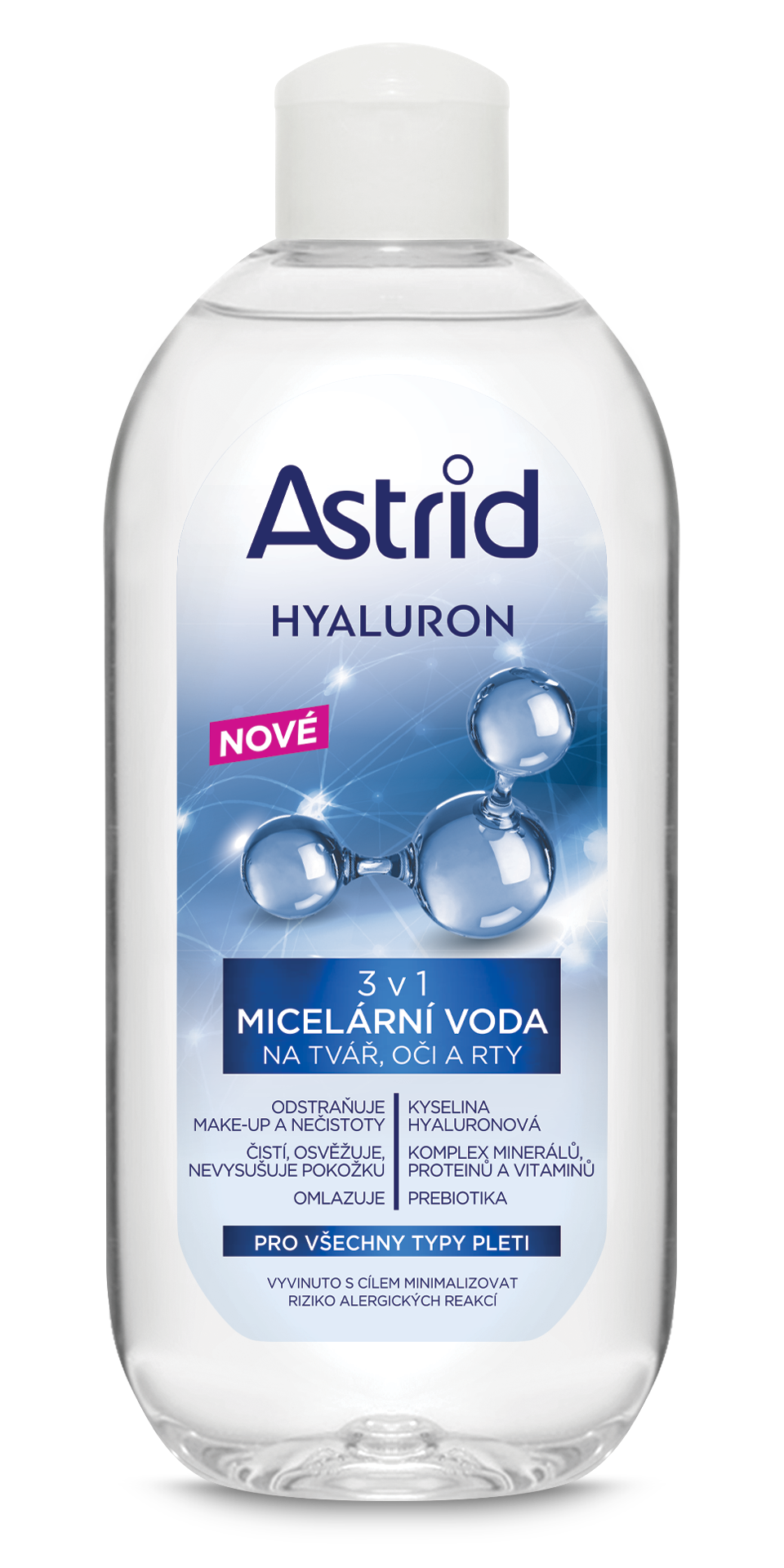 ASTRID HYALURON čistící micelární voda 3v1, 400 ml