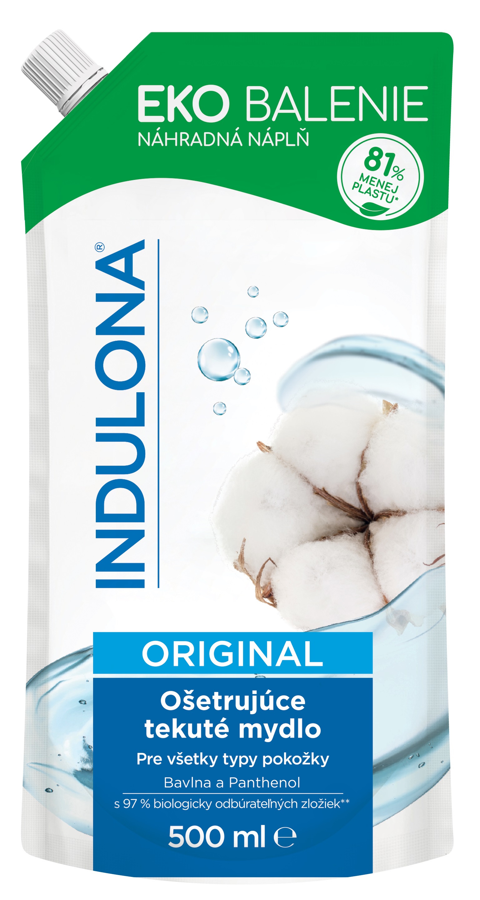 Náplň do tekutého mýdla Indulona - originál, 500 ml