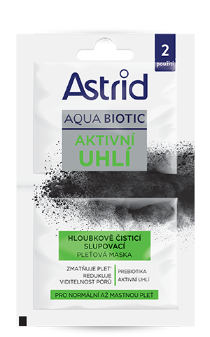 ASTRID AKTIVNÍ UHLÍ Hloubkově čisticí slupovací pleťová maska, 2x8 ml