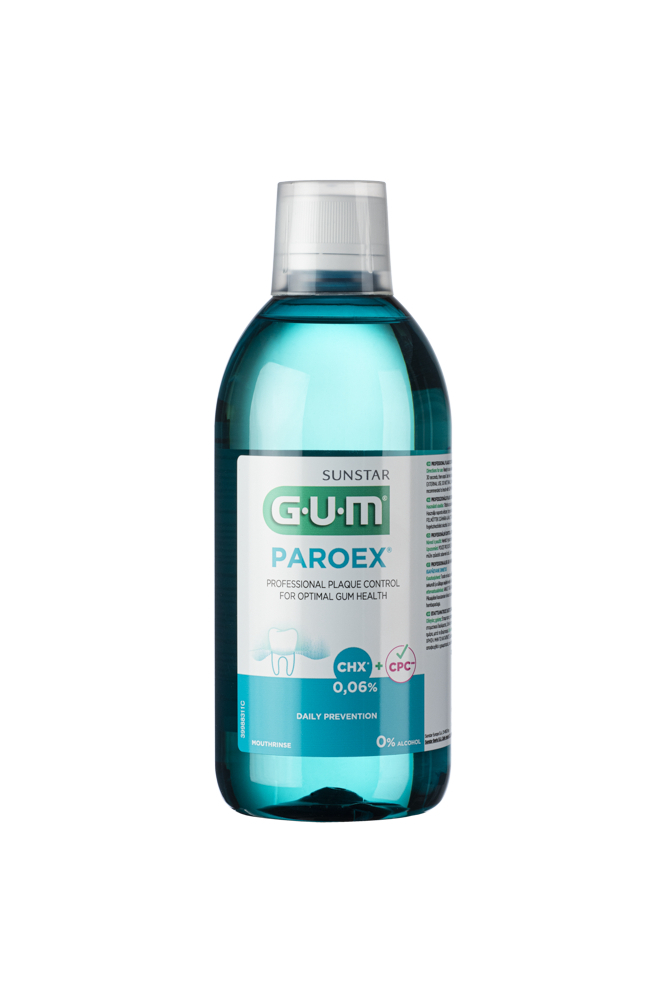 GUM Sunstar GUM PAROEX ústní voda (výplach, CHX 0,06 % + CPC 0,05 %), 500 ml