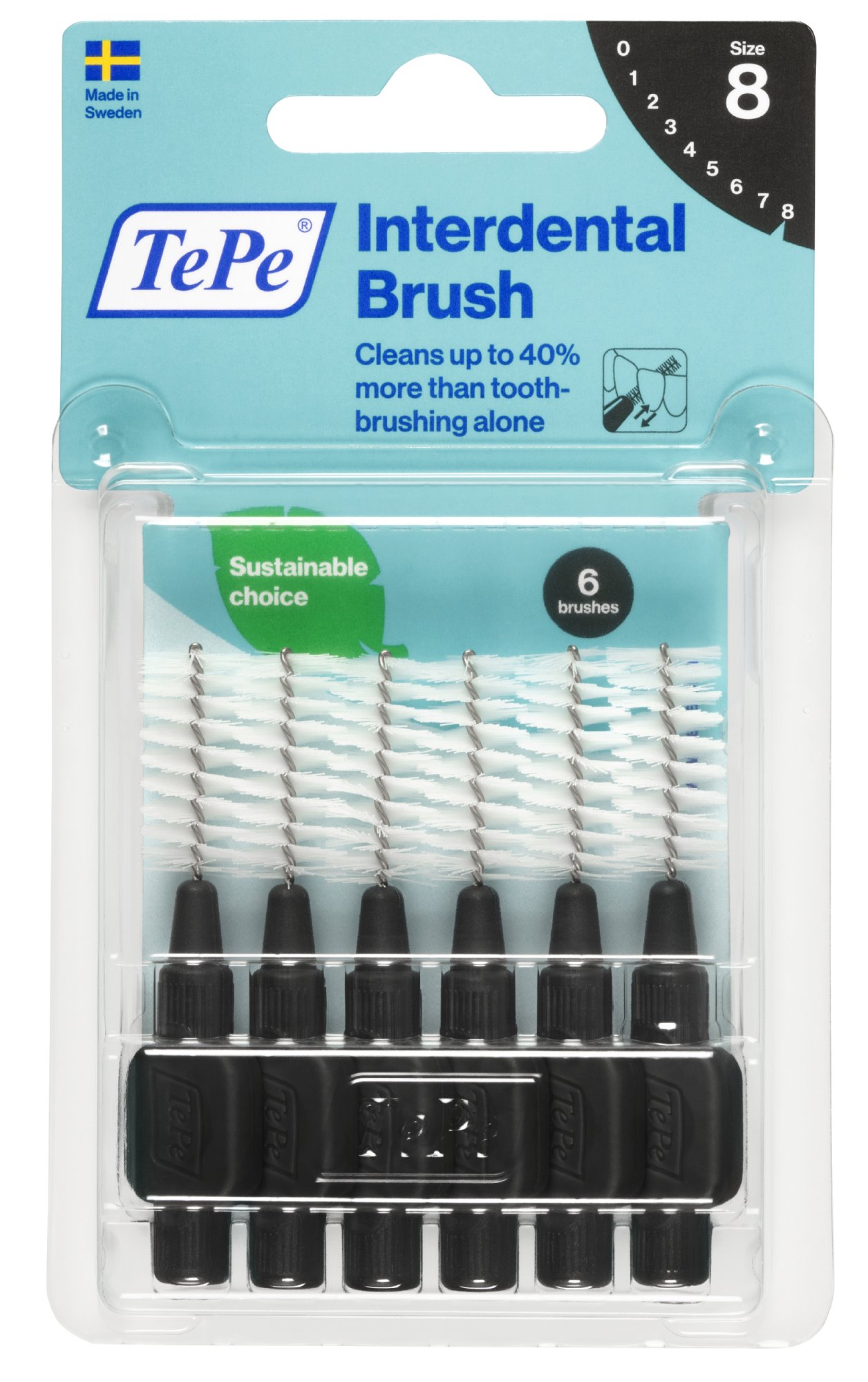 TePe Original mezizubní kartáčky z bioplastu 1,5 mm- černé, 6 ks