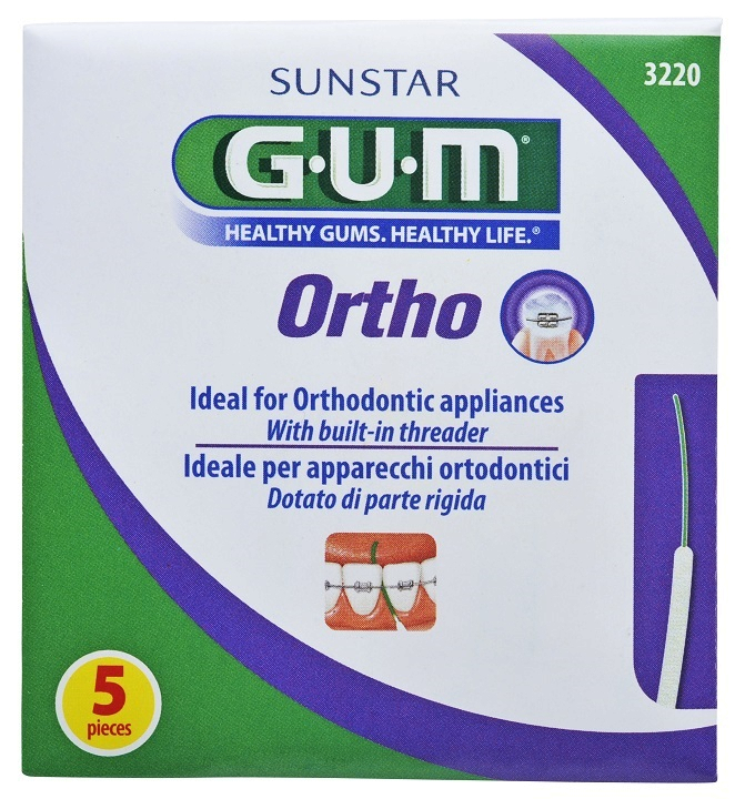 GUM Sunstar GUM Ortho Floss zubní nit pro čištění rovnátek, 5 ks