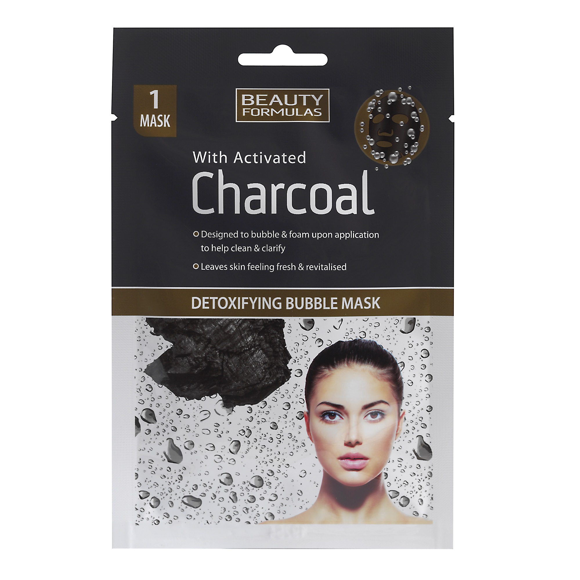 Beauty Formulas Detoxikační bublinková maska s aktivním uhlím, 1ks