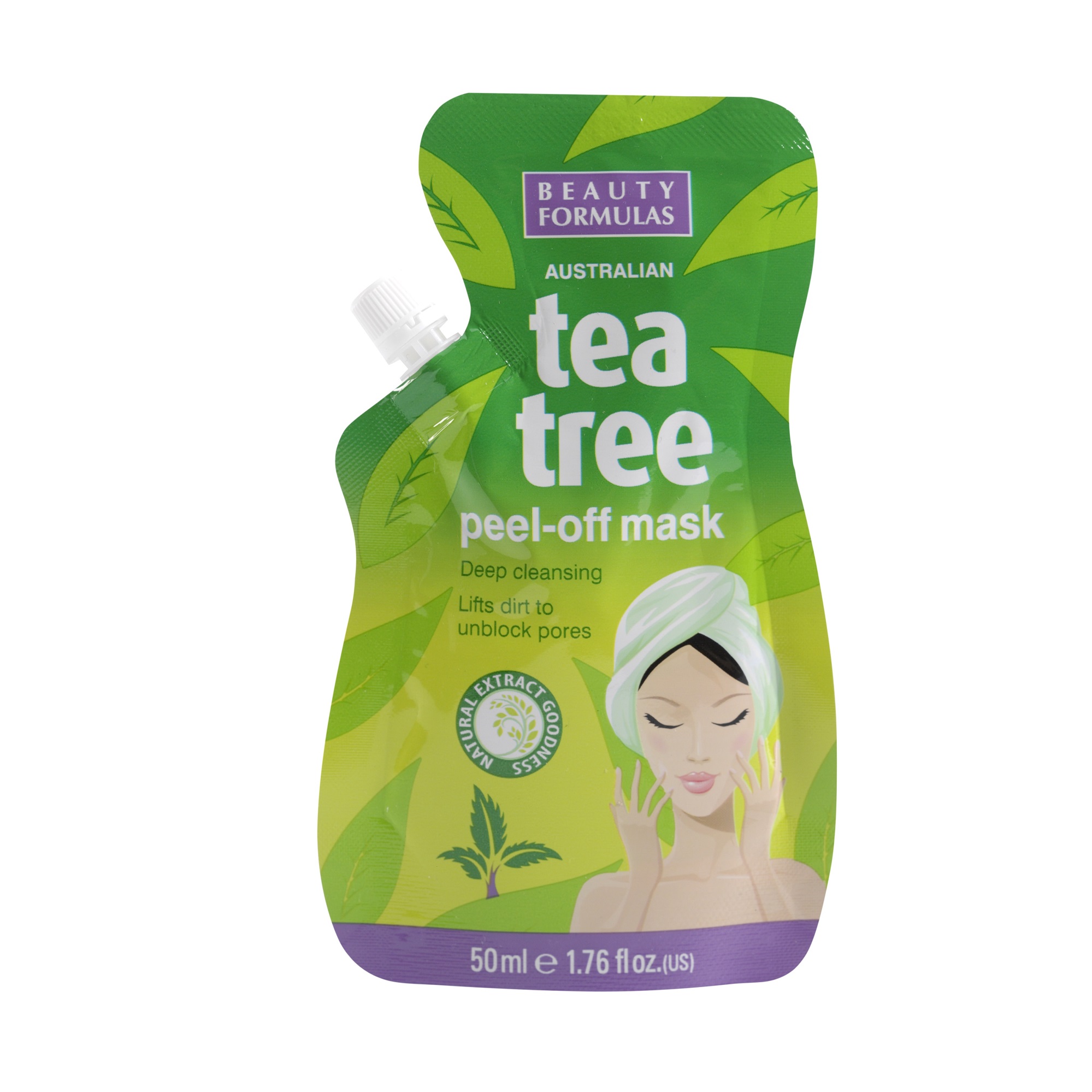 Beauty Formulas Tea Tree pleťová maska, 50ml