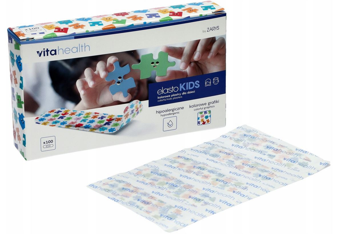 VitaHealth by ZARYS VitaHealth elastoKIDS barevné dětské náplasti, nesterilní, 7,2 x 1,9 cm, 100ks