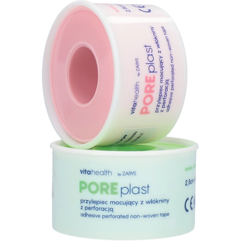 VitaHealth by ZARYS VivaHealth POREplast upevňovací látková náplast s perforací, nesterilní, zelená, 2,5 cm x 5 m, 24ks