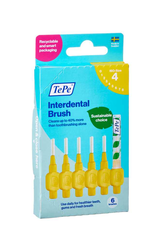 TePe Original žluté mezizubní kartáčky z bioplastu 0,7 mm, 6 ks