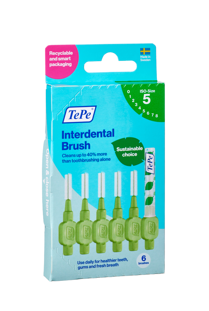 TePe Original zelené mezizubní kartáčky z bioplastu 0,8 mm, 6 ks