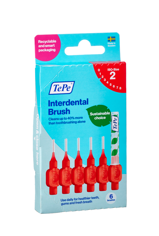 TePe Original  červené mezizubní kartáčky z bioplastu 0,5 mm, 6 ks