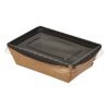 Papírový box / miska EKO na salát 100x140x45 mm hnědo-černý s transp. víčkem bal/25 ks