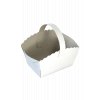 Svatební košíček na koláčky s ouškem papírový 10x8x6 cm bílý bal/50 ks