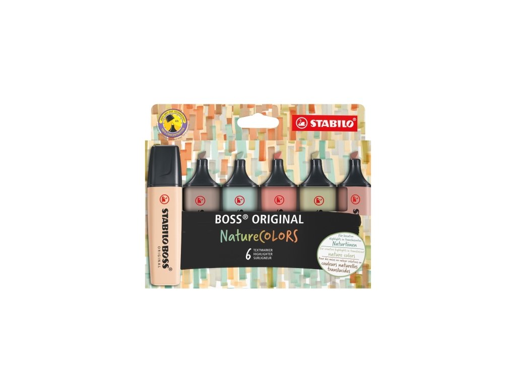 70/6-2-2 Zvýrazňovač STABILO BOSS ORIGINAL NatureCOLORS - 6 ks sada