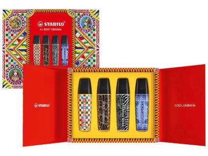 Zvýrazňovač - STABILO BOSS ORIGINAL x Dolce&Gabbana - Premium box 4 ks - limitovaná edícia