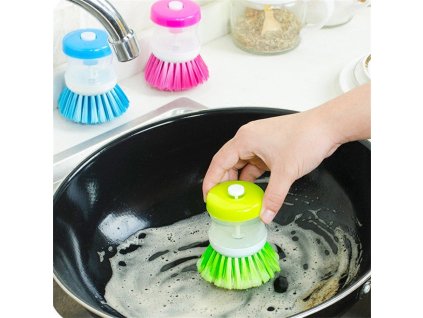 nXFQ2 In 1 Handle Cleaning Brush Removable Sponge Dispenser Wash Pot Brush With Soap Dispensers Kitchen