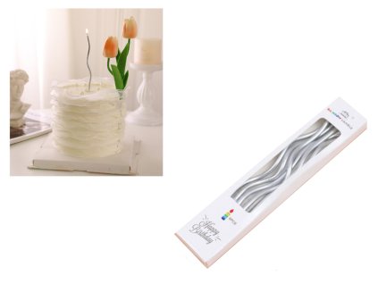 30682 b vlnite dlouhe dortove svicky 12 5 cm stribrne sada 6 ks v krabicce