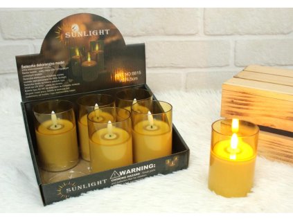 31462 led svicka na baterie se skakajicim plamenem v pruhlednem hnedem obalu 9 5x6 5 cm