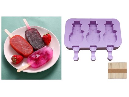 24235 silikonova forma na zmrzlinove dorty na tyci balwan cakesicles trojity 19x10 cm