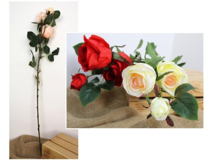 104929 umela ruze high 80 cm 3 hlavy 4 8 9 cm mix barev