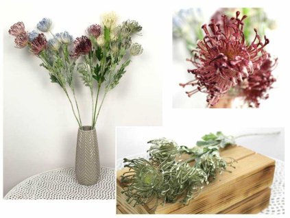 Umělá květina Chrpa, 5 květů, mix barva - 75 cm