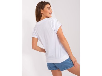 White blouse with sparkling print RUE PARIS (Barva white, Velikost S/M)