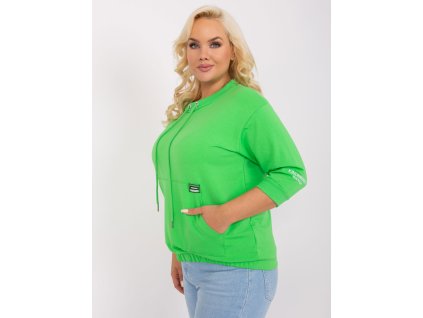 Light green plus size women's blouse with ribbing (Barva bright green, Velikost ONE SIZE)